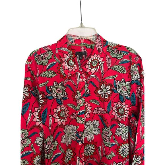 Talbots Cotton Size XLP Button Front Shirt Botanical Floral Long sleeve - Picture 3 of 6